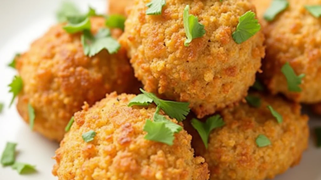 Golden, crispy chicken croquettes served on a plate, showcasing their crunchy exterior and tender, flavorful chicken filling.