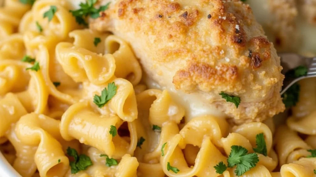 garlic parmesan chicken pasta bake