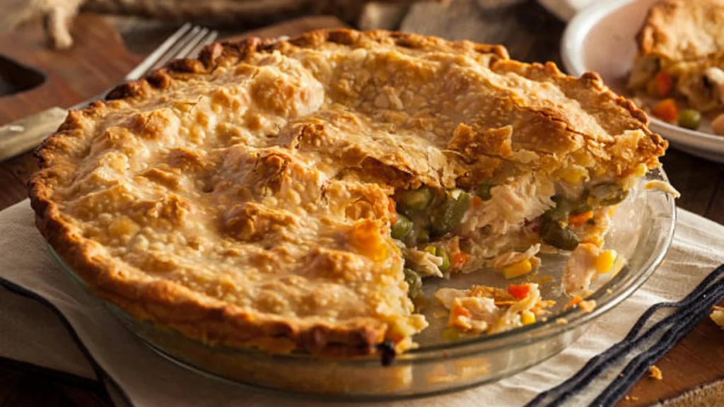 Delicious Chicken Pot Pie Casserole with tender chicken, vegetables, and a golden, flaky crust, offering a comforting twist on the classic dish.