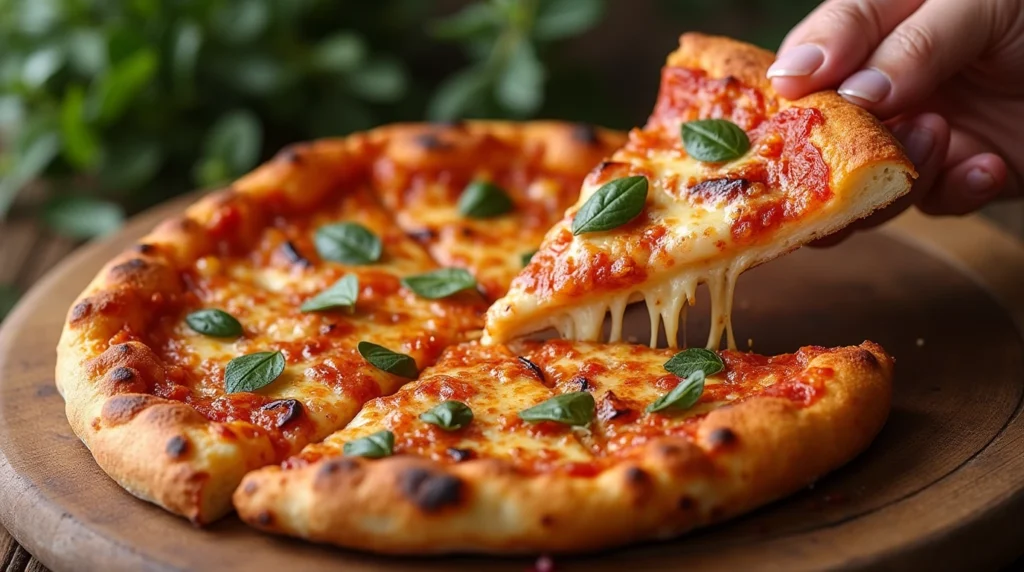 A spread of pizza ingredients, including fresh dough, tomato sauce, shredded mozzarella, sliced pepperoni, mushrooms, and bell peppers, ready to be assembled.